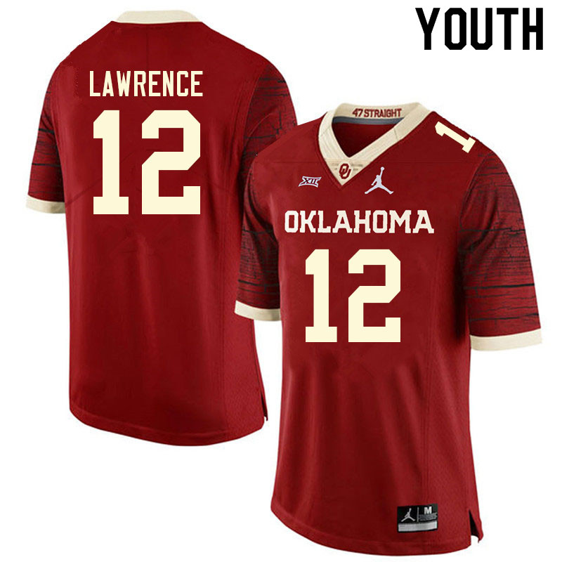 Youth #12 Key Lawrence Oklahoma Sooners College Football Jerseys Sale-Retro